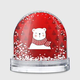 Игрушка Снежный шар с принтом МЕДВЕЖОНОК УМКА БЕЛЫЙ МИШКА в Петрозаводске, Пластик | Изображение внутри шара печатается на глянцевой фотобумаге с двух сторон | 2021 | new year | деда мороза | друг | ёлка | ёлочка | к нам приходит | как у всех | клауса | костюм | красный | медведь | медвежонок | новогодний | новый год | праздник | рекомендации | рождество | санты | узор
