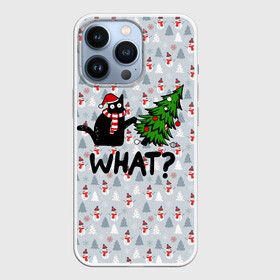 Чехол для iPhone 13 Pro с принтом WHAT CAT | CHRISTMAS в Петрозаводске,  |  | 2020 | 2021 | 2022 | cat | cats | christmas | merry | what | ват | кот | леденец | мяу | нг | новогодний | новый год | олени | рождество | свитер | узоры