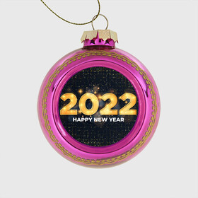 Стеклянный ёлочный шар с принтом Happy New Year 2022 в Петрозаводске, Стекло | Диаметр: 80 мм | 2022 | background | christmas | glare | gold | new year | texture | блики | золото | новый год | рождество | текстура | фон