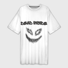 Платье-футболка 3D с принтом Zxc Smile в Петрозаводске,  |  | dead inside | demon | depression | dota 2 | drain | phonk | smile | tilted | zxc | zxcursed