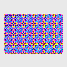 Магнитный плакат 3Х2 с принтом Синие цветы на желтом фоне (иллюзия расширения) в Петрозаводске, Полимерный материал с магнитным слоем | 6 деталей размером 9*9 см | абстракция | аум | галлюцинация | зазеркалье | игра ума | иллюзии | индиго | майя | мантра | медитация | мираж | неон | нирвана | обман зрения | ом | оптические иллюзии | просветление | психоделика
