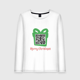 Женский лонгслив хлопок с принтом QR Christmas в Петрозаводске, 100% хлопок |  | coronavirus | covid | covid19 | qr code | qr код | sputnik | вакцина | вакцинация | вирус | здоровье | изоляция | иммунитет | карантин | ковид | код | корона | коронавирус | маркировка | маска | матрица | п | пандемия