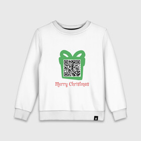 Детский свитшот хлопок с принтом QR Christmas в Петрозаводске, 100% хлопок | круглый вырез горловины, эластичные манжеты, пояс и воротник | coronavirus | covid | covid19 | qr code | qr код | sputnik | вакцина | вакцинация | вирус | здоровье | изоляция | иммунитет | карантин | ковид | код | корона | коронавирус | маркировка | маска | матрица | п | пандемия