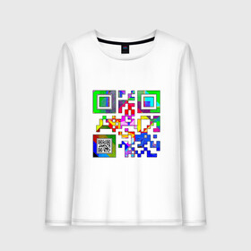 Женский лонгслив хлопок с принтом Color QR в Петрозаводске, 100% хлопок |  | coronavirus | covid | covid19 | qr code | qr код | sputnik | вакцина | вакцинация | вирус | здоровье | изоляция | иммунитет | карантин | ковид | код | корона | коронавирус | маркировка | маска | матрица | п | пандемия