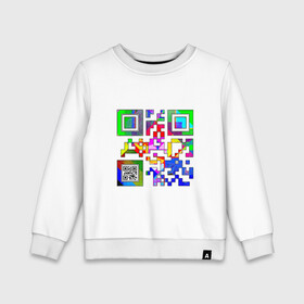 Детский свитшот хлопок с принтом Color QR в Петрозаводске, 100% хлопок | круглый вырез горловины, эластичные манжеты, пояс и воротник | coronavirus | covid | covid19 | qr code | qr код | sputnik | вакцина | вакцинация | вирус | здоровье | изоляция | иммунитет | карантин | ковид | код | корона | коронавирус | маркировка | маска | матрица | п | пандемия