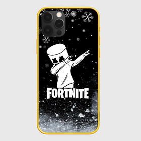 Чехол для iPhone 12 Pro с принтом НОВОГОДНИЙ FORTNITE MARSHMELLO в Петрозаводске, силикон | область печати: задняя сторона чехла, без боковых панелей | fortnite | fortnite 2 | fortnite x | game | marshmello | игра | маршмелло | новогодний | снежинки | фортнайт | фортнайт 2 | фортнайт глава 2