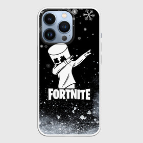 Чехол для iPhone 13 Pro с принтом НОВОГОДНИЙ FORTNITE MARSHMELLO. в Петрозаводске,  |  | fortnite | fortnite 2 | fortnite x | game | marshmello | игра | маршмелло | новогодний | снежинки | фортнайт | фортнайт 2 | фортнайт глава 2