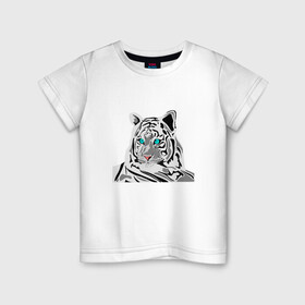 Детская футболка хлопок с принтом Черный Тигр 2022 в Петрозаводске, 100% хлопок | круглый вырез горловины, полуприлегающий силуэт, длина до линии бедер | 2022 | год тигра 2022 | новогодние праздники | новый год