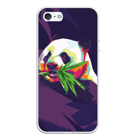 Чехол для iPhone 5/5S матовый с принтом Панда  с бамбуком в Петрозаводске, Силикон | Область печати: задняя сторона чехла, без боковых панелей | живопись | животное | медведь | панда | японский мишка
