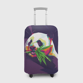Чехол для чемодана 3D с принтом Панда  с бамбуком в Петрозаводске, 86% полиэфир, 14% спандекс | двустороннее нанесение принта, прорези для ручек и колес | живопись | животное | медведь | панда | японский мишка