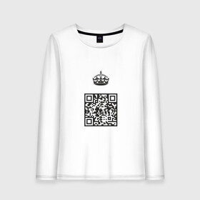 Женский лонгслив хлопок с принтом QR King в Петрозаводске, 100% хлопок |  | coronavirus | covid | covid19 | qr code | qr код | sputnik | вакцина | вакцинация | вирус | здоровье | изоляция | иммунитет | карантин | ковид | код | корона | коронавирус | маркировка | маска | матрица | п | пандемия