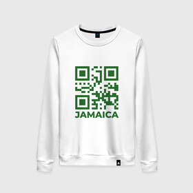 Женский свитшот хлопок с принтом QR Jamaica в Петрозаводске, 100% хлопок | прямой крой, круглый вырез, на манжетах и по низу широкая трикотажная резинка  | coronavirus | covid | covid19 | qr code | qr код | sputnik | вакцина | вакцинация | вирус | здоровье | изоляция | иммунитет | карантин | ковид | код | корона | коронавирус | маркировка | маска | матрица | п | пандемия