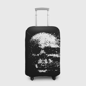 Чехол для чемодана 3D с принтом Skulls glitch в Петрозаводске, 86% полиэфир, 14% спандекс | двустороннее нанесение принта, прорези для ручек и колес | dark | fashion | glitch | hype | skull | глитч | мода | тёмный | хайп | череп