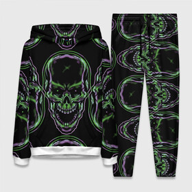 Женский костюм 3D (с толстовкой) с принтом Skulls vanguard pattern 2077 в Петрозаводске,  |  | fashion | hype | neon | pattern | skull | vanguard | авангард | неон | узор | хайп | череп