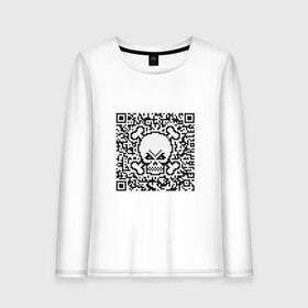 Женский лонгслив хлопок с принтом QR Skull в Петрозаводске, 100% хлопок |  | coronavirus | covid | covid19 | qr code | qr код | sputnik | вакцина | вакцинация | вирус | здоровье | изоляция | иммунитет | карантин | ковид | код | корона | коронавирус | маркировка | маска | матрица | п | пандемия