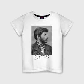 Детская футболка хлопок с принтом Молодой Сталин   пижон в Петрозаводске, 100% хлопок | круглый вырез горловины, полуприлегающий силуэт, длина до линии бедер | chief | dandy | dictator | dude | hype | stalin | вождь | диктатор | пижон | сталин | хайп | щёголь