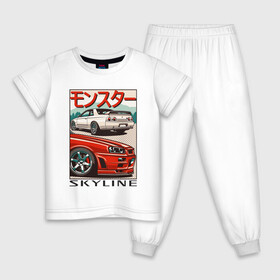 Детская пижама хлопок с принтом Nissan Skyline Ниссан Скайлайн в Петрозаводске, 100% хлопок |  брюки и футболка прямого кроя, без карманов, на брюках мягкая резинка на поясе и по низу штанин
 | auto | car | japan | nissan | racing | retro | авто | гонки | машины | ниссан | ретро | скайлайн | тачки | япония