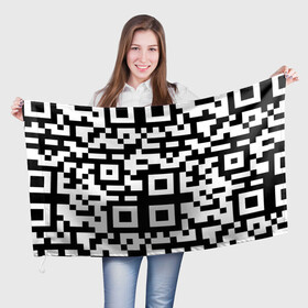 Флаг 3D с принтом qr code куаркод в Петрозаводске, 100% полиэстер | плотность ткани — 95 г/м2, размер — 67 х 109 см. Принт наносится с одной стороны | covid | qr code | антикороновирус | ковид | куаркод | привика