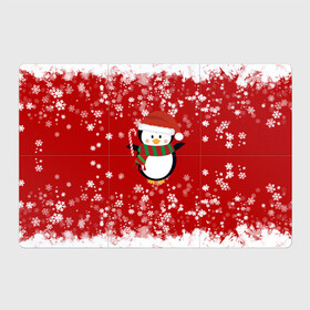Магнитный плакат 3Х2 с принтом Пингвин в новогодней шапочке в Петрозаводске, Полимерный материал с магнитным слоем | 6 деталей размером 9*9 см | 2021 | 2022 | happy new year 2022 | новогодний пингвин | новый год | новый год 2022 | пингвин | праздник | снежинки | снежный пингвин