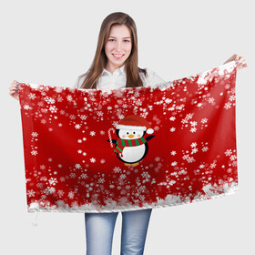 Флаг 3D с принтом Пингвин в новогодней шапочке в Петрозаводске, 100% полиэстер | плотность ткани — 95 г/м2, размер — 67 х 109 см. Принт наносится с одной стороны | 2021 | 2022 | happy new year 2022 | новогодний пингвин | новый год | новый год 2022 | пингвин | праздник | снежинки | снежный пингвин