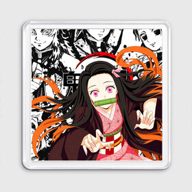 Магнит 55*55 с принтом Nezuko Kimetsu no Yaiba в Петрозаводске, Пластик | Размер: 65*65 мм; Размер печати: 55*55 мм | Тематика изображения на принте: anime | demon slayer | kimetsu no yaiba | nezuko | аниме | клинок рассекающий демонов | клинок уничтожающий демонов | манга | нэдзуко