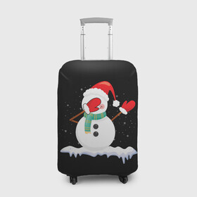 Чехол для чемодана 3D с принтом Cartoon Dab Snowman в Петрозаводске, 86% полиэфир, 14% спандекс | двустороннее нанесение принта, прорези для ручек и колес | 2022 | 22 | cartoon | christmas | dab | dub | mult | new | notes | scarf | snow | snowman | snowy | woman | year | баба | год | даб | мультяшный | новый | очки | рождество | снег | снеговик | снежная | шарф