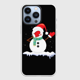 Чехол для iPhone 13 Pro с принтом Cartoon Dab Snowman в Петрозаводске,  |  | Тематика изображения на принте: 2022 | 22 | cartoon | christmas | dab | dub | mult | new | notes | scarf | snow | snowman | snowy | woman | year | баба | год | даб | мультяшный | новый | очки | рождество | снег | снеговик | снежная | шарф