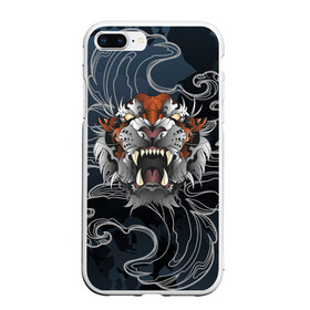 Чехол для iPhone 7Plus/8 Plus матовый с принтом Рычащий Тигр в японском стиле в Петрозаводске, Силикон | Область печати: задняя сторона чехла, без боковых панелей | волны | символ года | тигр | хищник | япония