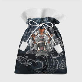 Подарочный 3D мешок с принтом Рычащий Тигр в японском стиле в Петрозаводске, 100% полиэстер | Размер: 29*39 см | волны | символ года | тигр | хищник | япония