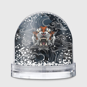 Игрушка Снежный шар с принтом Рычащий Тигр в японском стиле в Петрозаводске, Пластик | Изображение внутри шара печатается на глянцевой фотобумаге с двух сторон | волны | символ года | тигр | хищник | япония