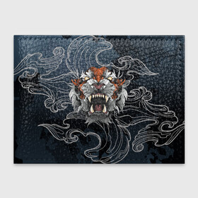 Обложка для студенческого билета с принтом Рычащий Тигр в японском стиле в Петрозаводске, натуральная кожа | Размер: 11*8 см; Печать на всей внешней стороне | волны | символ года | тигр | хищник | япония