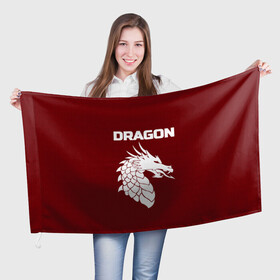 Флаг 3D с принтом WHITE_DRAGON в Петрозаводске, 100% полиэстер | плотность ткани — 95 г/м2, размер — 67 х 109 см. Принт наносится с одной стороны | Тематика изображения на принте: dragon | white | white dragon | белый | белый дракон | дракон | дракон вектор