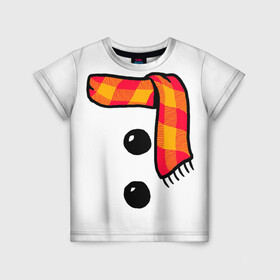 Детская футболка 3D с принтом Snowman Outfit в Петрозаводске, 100% гипоаллергенный полиэфир | прямой крой, круглый вырез горловины, длина до линии бедер, чуть спущенное плечо, ткань немного тянется | attributes | buttons | christmas | new | scarf | snow | snowman | snowy | woman | year | атрибутика | баба | год | новый | пуговица | пуговицы | рождество | снег | снеговик | снежная | шарф