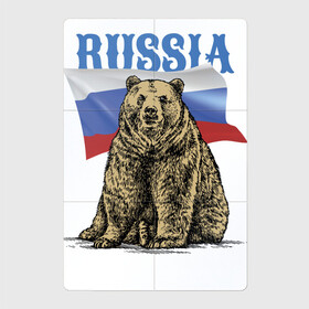 Магнитный плакат 2Х3 с принтом Символика России и медведь в Петрозаводске, Полимерный материал с магнитным слоем | 6 деталей размером 9*9 см | bear | courage | fearlessness | flag | force | muzzle | paws | power | russia | бесстрашие | лапы | медведь | мощь | мужество | отвага | россия | сила | флаг