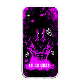 Чехол для iPhone XS Max матовый с принтом JOJO   KILLER QUEEN   КОРОЛЕВА УБИЙЦА   АРТ в Петрозаводске, Силикон | Область печати: задняя сторона чехла, без боковых панелей | adventure | jojo | jojos bizarre | jojos bizarre adventure | killer queen | pattern | yare yare daze | аниме | брызги | джоджо | манга | розовый | узор | яре яре дазе