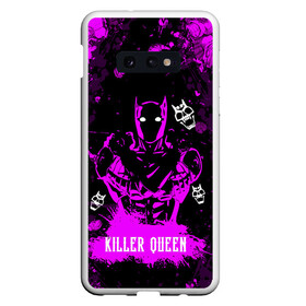 Чехол для Samsung S10E с принтом JOJO   KILLER QUEEN   КОРОЛЕВА УБИЙЦА   АРТ в Петрозаводске, Силикон | Область печати: задняя сторона чехла, без боковых панелей | adventure | jojo | jojos bizarre | jojos bizarre adventure | killer queen | pattern | yare yare daze | аниме | брызги | джоджо | манга | розовый | узор | яре яре дазе