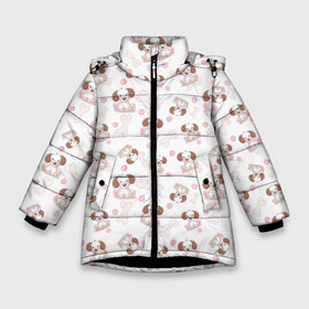 Зимняя куртка для девочек 3D с принтом Милые собачки разных пород в Петрозаводске, ткань верха — 100% полиэстер; подклад — 100% полиэстер, утеплитель — 100% полиэстер. | длина ниже бедра, удлиненная спинка, воротник стойка и отстегивающийся капюшон. Есть боковые карманы с листочкой на кнопках, утяжки по низу изделия и внутренний карман на молнии. 

Предусмотрены светоотражающий принт на спинке, радужный светоотражающий элемент на пуллере молнии и на резинке для утяжки. | Тематика изображения на принте: пес | песик | порода | собака | собачка
