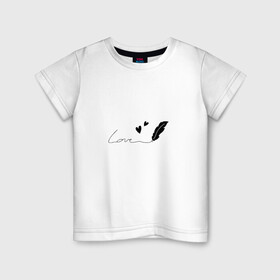 Детская футболка хлопок с принтом Перо с надписью в Петрозаводске, 100% хлопок | круглый вырез горловины, полуприлегающий силуэт, длина до линии бедер | волшебство | девушке | надпись | перо | подарок