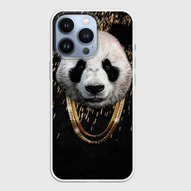 Чехол для iPhone 13 Pro с принтом Панда в золоте в Петрозаводске,  |  | животное | золото | метал | панда | плюшевый | цепь