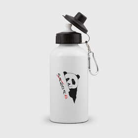 Бутылка спортивная с принтом Пандочка (смешная) в Петрозаводске, металл | емкость — 500 мл, в комплекте две пластиковые крышки и карабин для крепления | девушке | интересный | панда | подарок | смешная