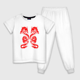 Детская пижама хлопок с принтом КРАСНЫЕ ДРАКОНЫ RED DRAGON JAPAN STYLE в Петрозаводске, 100% хлопок |  брюки и футболка прямого кроя, без карманов, на брюках мягкая резинка на поясе и по низу штанин
 | china | dragon | japan | neon | symbol | texture | tokyo | драконы | иероглифы | китай | мифология | неон | неоновые драконы | текстура | токийский дракон | токио | япония