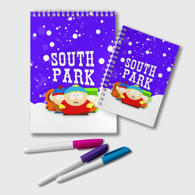 Блокнот с принтом SOUTH PARK   ЮЖНЫЙ ПАРК в Петрозаводске, 100% бумага | 48 листов, плотность листов — 60 г/м2, плотность картонной обложки — 250 г/м2. Листы скреплены удобной пружинной спиралью. Цвет линий — светло-серый
 | Тематика изображения на принте: eric cartman | park | south | south park | кайл | картман | картмен | кени | кеннет | кенни | они убили кени | парк | саус парк | сволочи | стэнли | эрик | южный | южный парк