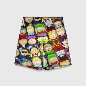 Детские спортивные шорты 3D с принтом SOUTH PARK   ЮЖНЫЙ ПАРК   УЗОР   PATTERN в Петрозаводске,  100% полиэстер
 | пояс оформлен широкой мягкой резинкой, ткань тянется
 | Тематика изображения на принте: eric cartman | park | pattern | south | south park | кайл | картман | картмен | кени | кеннет | кенни | они убили кени | парк | саус парк | сволочи | стэнли | узор | эрик | южный | южный парк