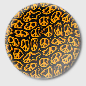 Значок с принтом Пацифик. Знак мира в Петрозаводске,  металл | круглая форма, металлическая застежка в виде булавки | Тематика изображения на принте: pacific | peace | жест | знак | мир | мирный | пацифик | пис
