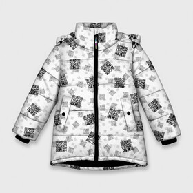 Зимняя куртка для девочек 3D с принтом PATTERN | QR CODE в Петрозаводске, ткань верха — 100% полиэстер; подклад — 100% полиэстер, утеплитель — 100% полиэстер. | длина ниже бедра, удлиненная спинка, воротник стойка и отстегивающийся капюшон. Есть боковые карманы с листочкой на кнопках, утяжки по низу изделия и внутренний карман на молнии. 

Предусмотрены светоотражающий принт на спинке, радужный светоотражающий элемент на пуллере молнии и на резинке для утяжки. | patern | pattern | qr code | qr код | qrcode | qrкод | quick response code | куар | куар код | кью ар код | матричных штриховых кодов | патерн | паттерн | штриховых кодов