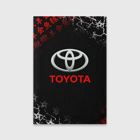 Обложка для паспорта матовая кожа с принтом TOYOTA JAPAN RED STYLE ТОЙОТА ЯПОНИЯ в Петрозаводске, натуральная матовая кожа | размер 19,3 х 13,7 см; прозрачные пластиковые крепления | auto | sport | toyota | авто | автомобиль | автомобильные | бренд | марка | машины | спорт | тойота