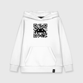 Детская толстовка хлопок с принтом QR-Monster в Петрозаводске, 100% хлопок | Круглый горловой вырез, эластичные манжеты, пояс, капюшен | 19 | code | corona | covid | meme | memes | monster | ncov | ncov19 | qr | quick | response | virus | антивирус | антикоронавирус | быстрый | вирус | ковид | код | корона | коронавирус | мем | мемы | монстр | отклик