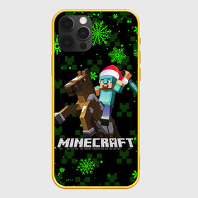 Чехол для iPhone 12 Pro с принтом MINECRAFT НОВОГОДНИЙ КРИПЕРЫ в Петрозаводске, силикон | область печати: задняя сторона чехла, без боковых панелей | 2022 | block | creeper | cube | minecraft | piggy | pixel | tnt | блок | гаст | геометрия | дед мороз | крафт | крипер | кубики | майнкрафт | новогодний minecraft | новогодний майнкрафт | новый год | пиксели | санта клаус | свинья | тнт