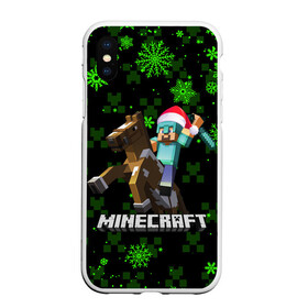 Чехол для iPhone XS Max матовый с принтом MINECRAFT НОВОГОДНИЙ КРИПЕРЫ в Петрозаводске, Силикон | Область печати: задняя сторона чехла, без боковых панелей | 2022 | block | creeper | cube | minecraft | piggy | pixel | tnt | блок | гаст | геометрия | дед мороз | крафт | крипер | кубики | майнкрафт | новогодний minecraft | новогодний майнкрафт | новый год | пиксели | санта клаус | свинья | тнт