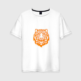 Женская футболка хлопок Oversize с принтом Символ года (тигренок оранжевый) в Петрозаводске, 100% хлопок | свободный крой, круглый ворот, спущенный рукав, длина до линии бедер
 | 2022 | новый год | подарок | символ года | тигр | тигренок